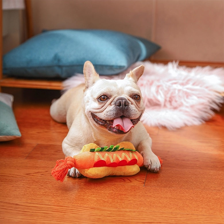 Hot Dog Plush Dog Toy