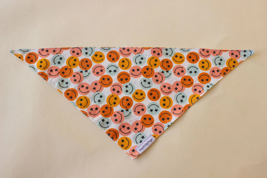 Groovy Smileys Dog Bandana | Tie On