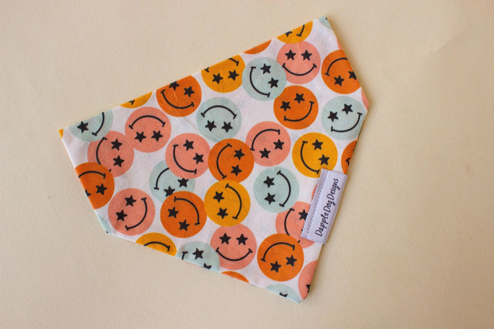 Groovy Smileys Dog Bandana | Tie On